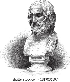 Euripides Greek tragic poet (480 to 402 BC), From the Dictionary of Word and Things, 1888.