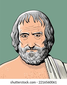 Euripides line art portrait. He was a tragedian of classical Athens. 