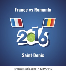 Euro 2016 France vs Romania vector blue background