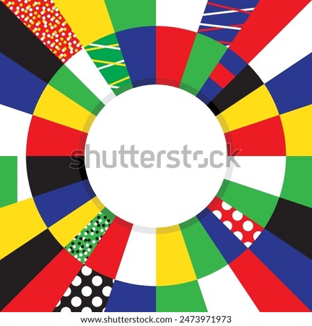 Euro 2024 international national football soccer team tournament competition vector square circular colored striped empty illustration with center white circle for logo.