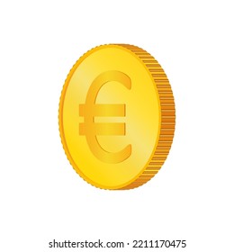 Euro. 3d Isometric Physical Coins. Currency.  Golden Coins With Euro  Symbol Isolated On White  Background. Vector Illustration.