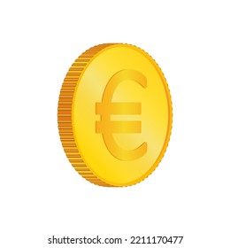 Euro. 3d Isometric Physical Coins. Currency.  Golden Coins With Euro  Symbol Isolated On White  Background. Vector Illustration.