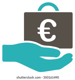 Euro Accounting Service vector icon. Style is bicolor flat symbol, grey and cyan colors, rounded angles, white background.