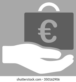 Euro Accounting Service vector icon. Style is bicolor flat symbol, dark gray and white colors, rounded angles, silver background.