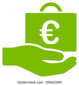 Euro Accounting Service vector icon. Style is flat symbol, eco green color, rounded angles, white background.