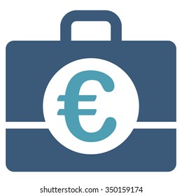 Euro Accounting vector icon. Style is bicolor flat symbol, cyan and blue colors, rounded angles, white background.