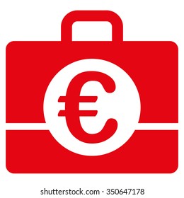 Euro Accounting vector icon. Style is flat symbol, red color, rounded angles, white background.