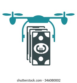Euro Air Copter Banking vector icon. Style is bicolor flat symbol, soft blue colors, rounded angles, white background.