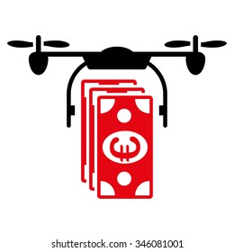 Euro Air Copter Banking vector icon. Style is bicolor flat symbol, intensive red and black colors, rounded angles, white background.