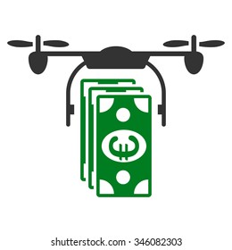 Euro Air Copter Banking vector icon. Style is bicolor flat symbol, green and gray colors, rounded angles, white background.