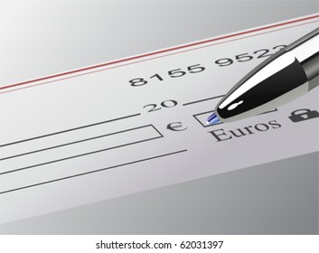 euro Amount on Check , vector