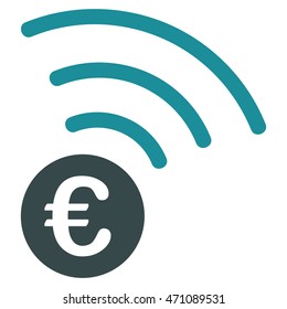 Euro Announce icon. Vector style is bicolor flat iconic symbol with rounded angles, soft blue colors, white background.