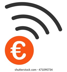 Euro Announce icon. Vector style is bicolor flat iconic symbol with rounded angles, orange and gray colors, white background.