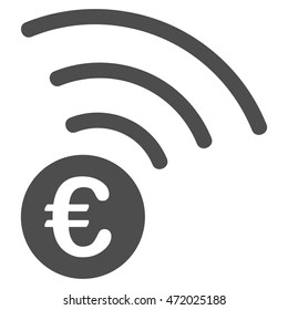 Euro Announce icon. Vector style is flat iconic symbol with rounded angles, gray color, white background.