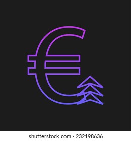 Euro with arrow up on a black background