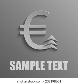Euro with arrow up on a gray background