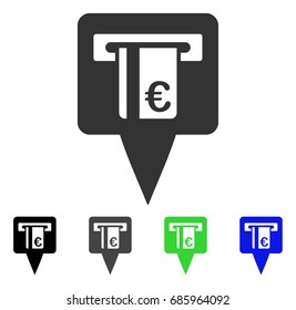 Euro ATM Pointer flat vector icon. Colored euro ATM pointer gray, black, blue, green pictogram versions. Flat icon style for web design.