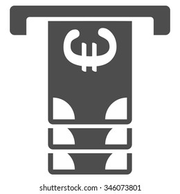 Euro Atm Withdraw vector icon. Style is flat symbol, gray color, rounded angles, white background.
