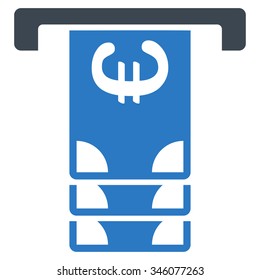 Euro Atm Withdraw vector icon. Style is bicolor flat symbol, smooth blue colors, rounded angles, white background.