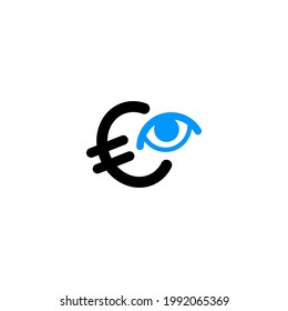 Euro audit, find icon. Simple vector graphics