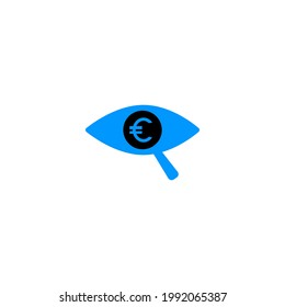 Euro audit, find icon. Simple vector graphics