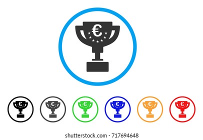 Euro Award Cup rounded icon. Style is a flat euro award cup gray symbol inside light blue circle with black, gray, green, blue, red, orange versions. Vector designed for web and software interfaces.