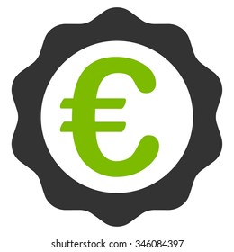 Euro Award Stamp vector icon. Style is bicolor flat symbol, eco green and gray colors, rounded angles, white background.