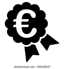 Euro Award vector icon. Style is flat symbol, black color, rounded angles, white background.