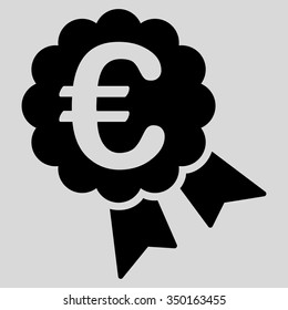 Euro Award vector icon. Style is flat symbol, black color, rounded angles, light gray background.