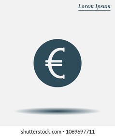 Euro badge in black circle, vector icon.