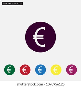 Euro badge in black circle, vector icon.