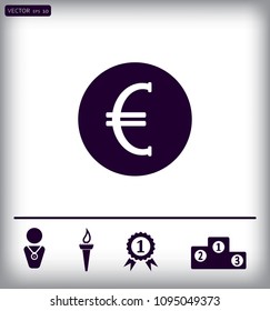 Euro badge in black circle, vector icon.
