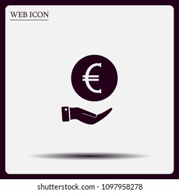 Euro badge in black circle, vector icon.
