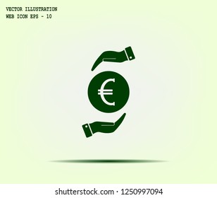Euro badge in black circle, vector icon.
