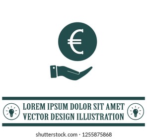 Euro badge in black circle, vector icon.