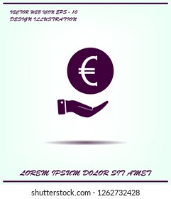 Euro badge in black circle, vector icon.
