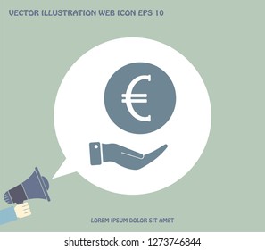 Euro badge in black circle, vector icon.
