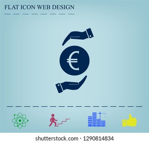 Euro badge in black circle, vector icon.