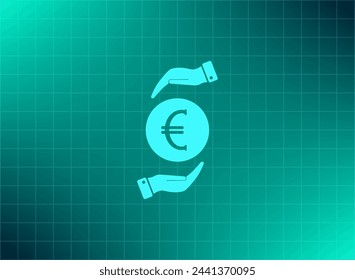 Insignia del euro en el círculo negro, icono del vector.
