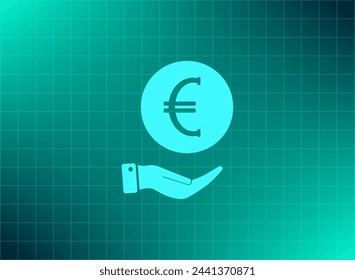 Euro badge in black circle, vector icon.
