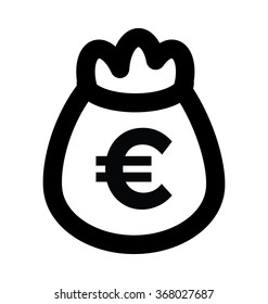Euro Bag Bold Line Vector Icon