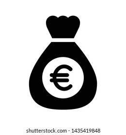 euro bag glyph flat vector icon
