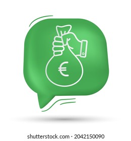Vector de iconos de bolsas de euro en burbuja de voz - Diseño moderno