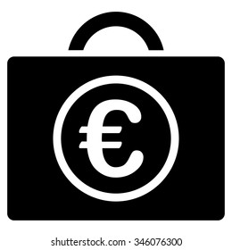 Euro Baggage vector icon. Style is flat symbol, black color, rounded angles, white background.