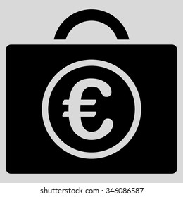 Euro Baggage vector icon. Style is flat symbol, black color, rounded angles, light gray background.