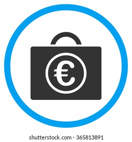 Euro Baggage vector icon. Style is bicolor flat circled symbol, blue and gray colors, rounded angles, white background.
