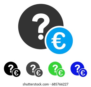 Euro Balance Query flat vector icon. Colored Euro balance query gray, black, blue, green icon variants. Flat icon style for graphic design.