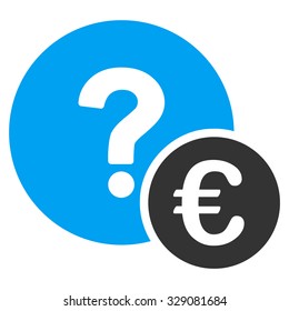 Euro Balance Query vector icon. Style is bicolor flat symbol, blue and gray colors, rounded angles, white background.