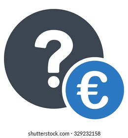 Euro Balance Query vector icon. Style is bicolor flat symbol, smooth blue colors, rounded angles, white background.
