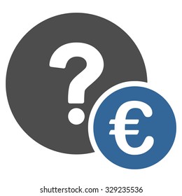 Euro Balance Query vector icon. Style is bicolor flat symbol, cobalt and gray colors, rounded angles, white background.